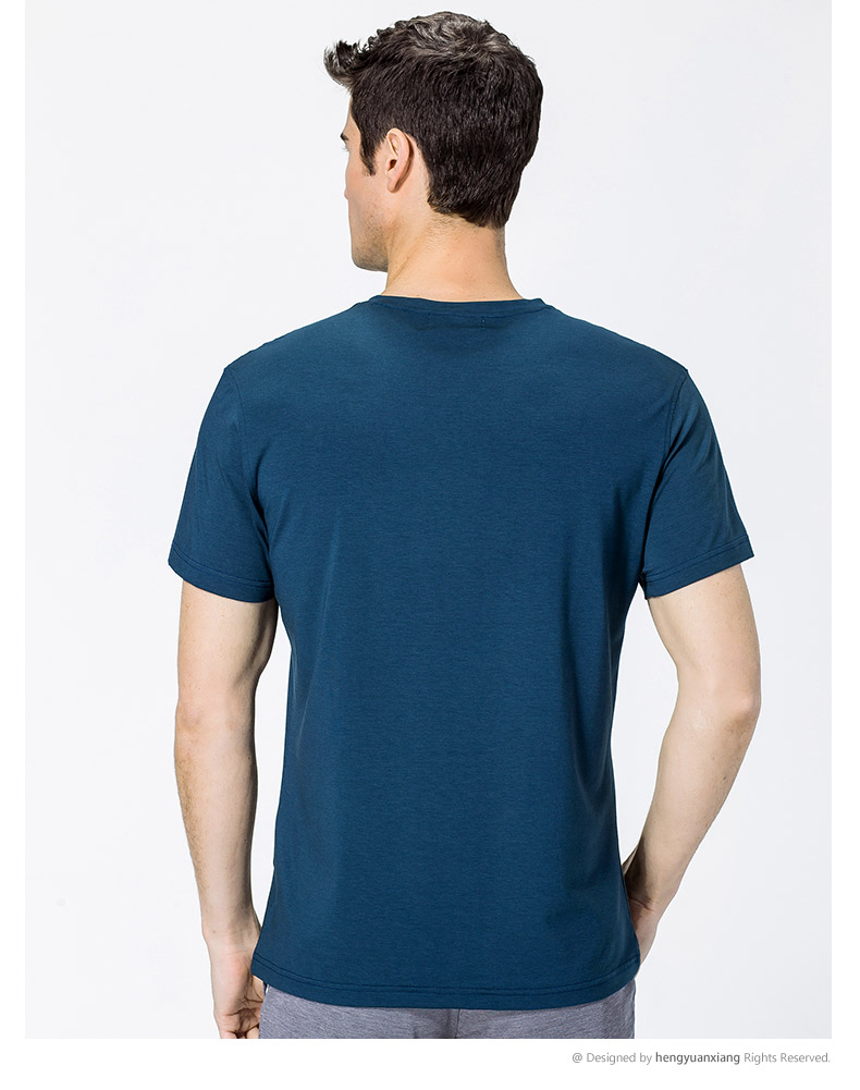 V領短袖t恤男 中青年男士純色打底衫2019夏季新款半袖體恤(圖37)