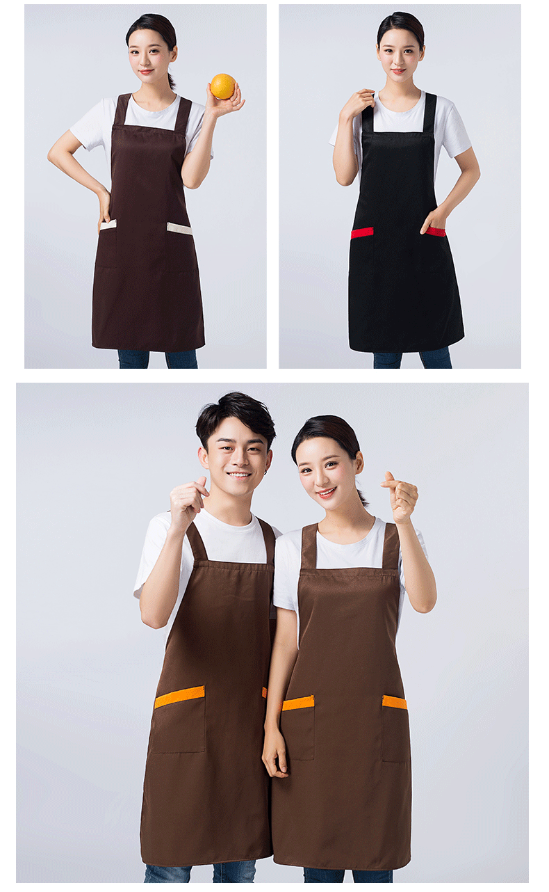 圍裙定制logo印字時尚女訂做家用超市奶茶店餐飲廚房工作服圍腰男(圖11)