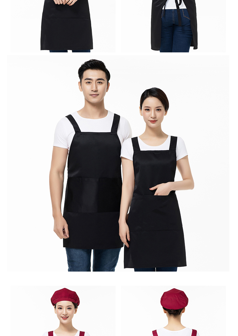 圍裙女時尚工作服帆布漂亮韓版家用廚房美甲店咖啡廳帶兜上班定制(圖14)