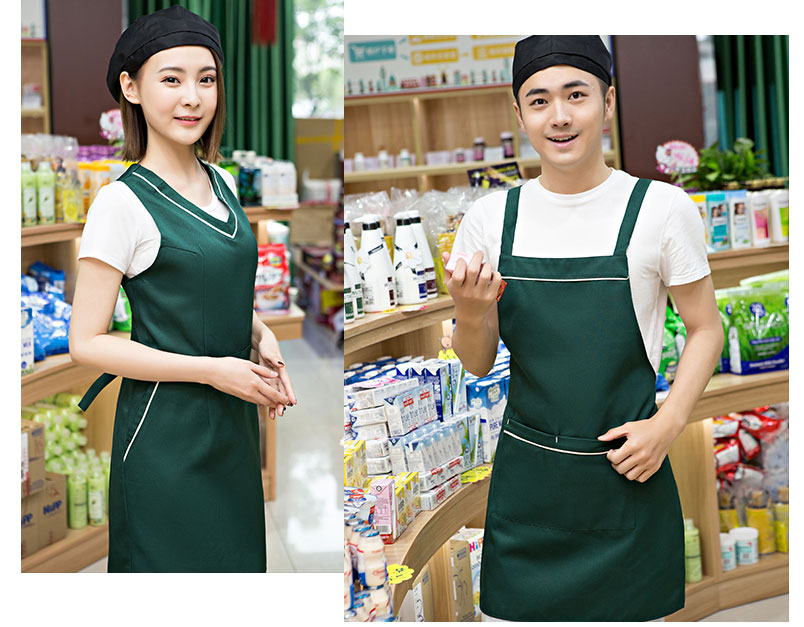 奶茶店美容養生超市餐廳圍裙定制logo印字服務員工作服背心帶韓版(圖19)