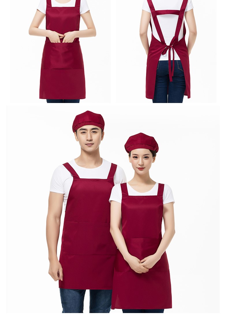 圍裙女時尚工作服帆布漂亮韓版家用廚房美甲店咖啡廳帶兜上班定制(圖15)