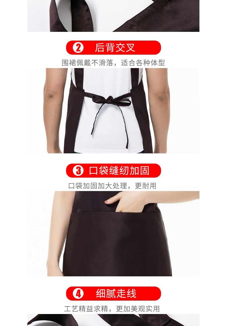 圍裙女時尚工作服帆布漂亮韓版家用廚房美甲店咖啡廳帶兜上班定制(圖9)