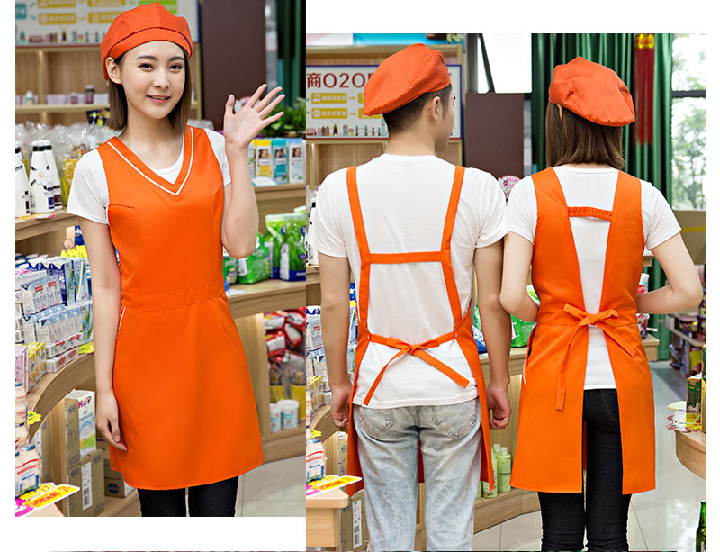 奶茶店美容養生超市餐廳圍裙定制logo印字服務員工作服背心帶韓版(圖11)