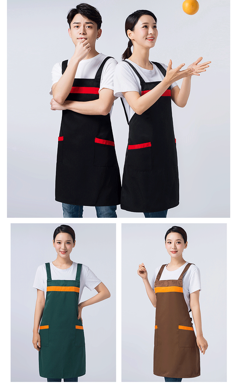 圍裙定制logo印字時尚女訂做家用超市奶茶店餐飲廚房工作服圍腰男(圖15)