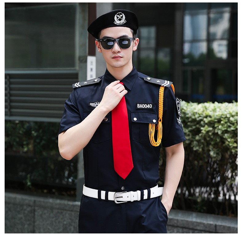 保安服短袖夏裝工作服春秋形象崗黑藍白售樓部房產酒店保安服套裝(圖11)