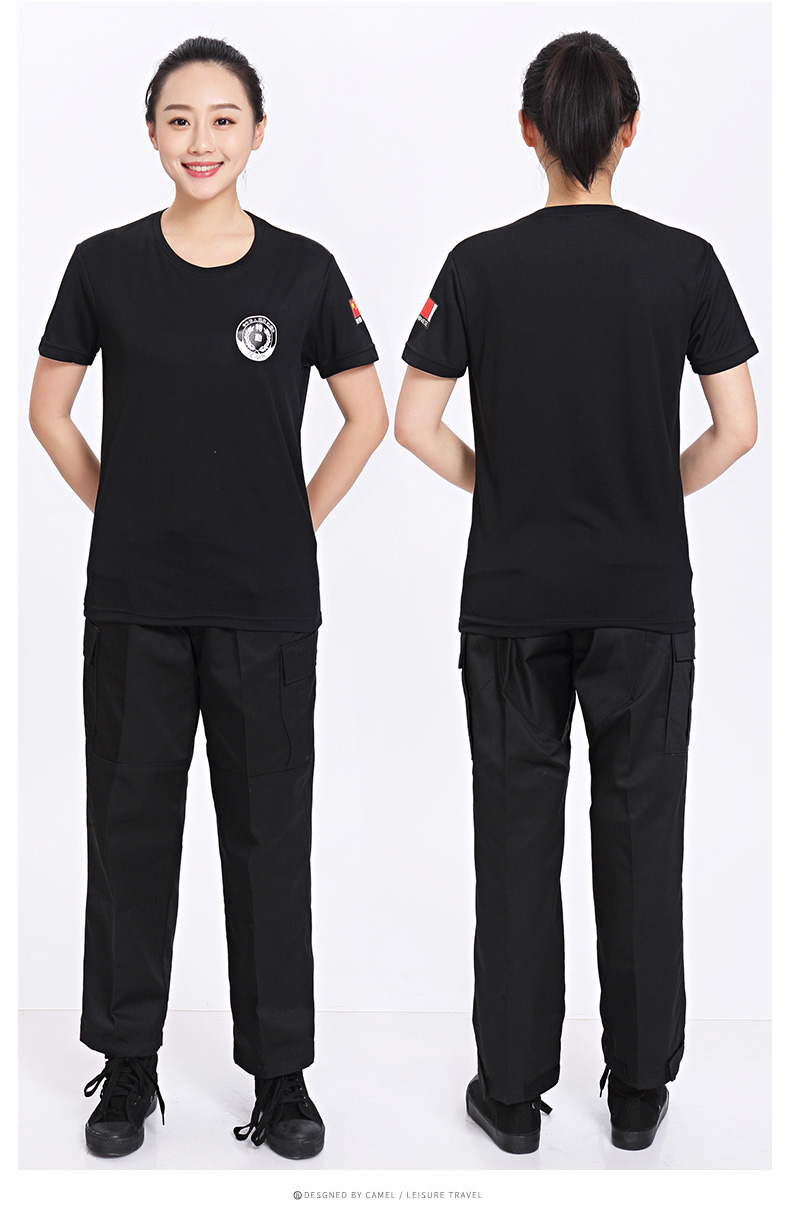 保安服短袖T恤黑色作訓服夏季工作服上衣定制(圖6)