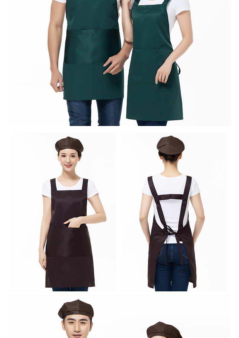 圍裙女時尚工作服帆布漂亮韓版家用廚房美甲店咖啡廳帶兜上班定制(圖11)