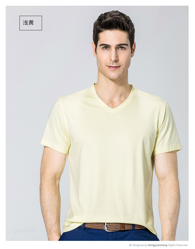 V領短袖t恤男 中青年男士純色打底衫2019夏季新款半袖體恤(圖23)