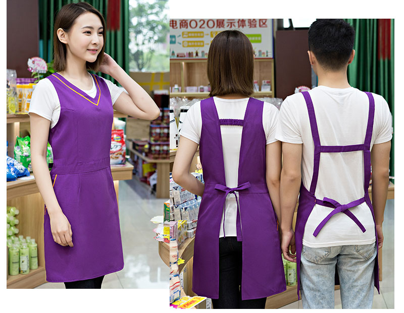 奶茶店美容養生超市餐廳圍裙定制logo印字服務員工作服背心帶韓版(圖15)