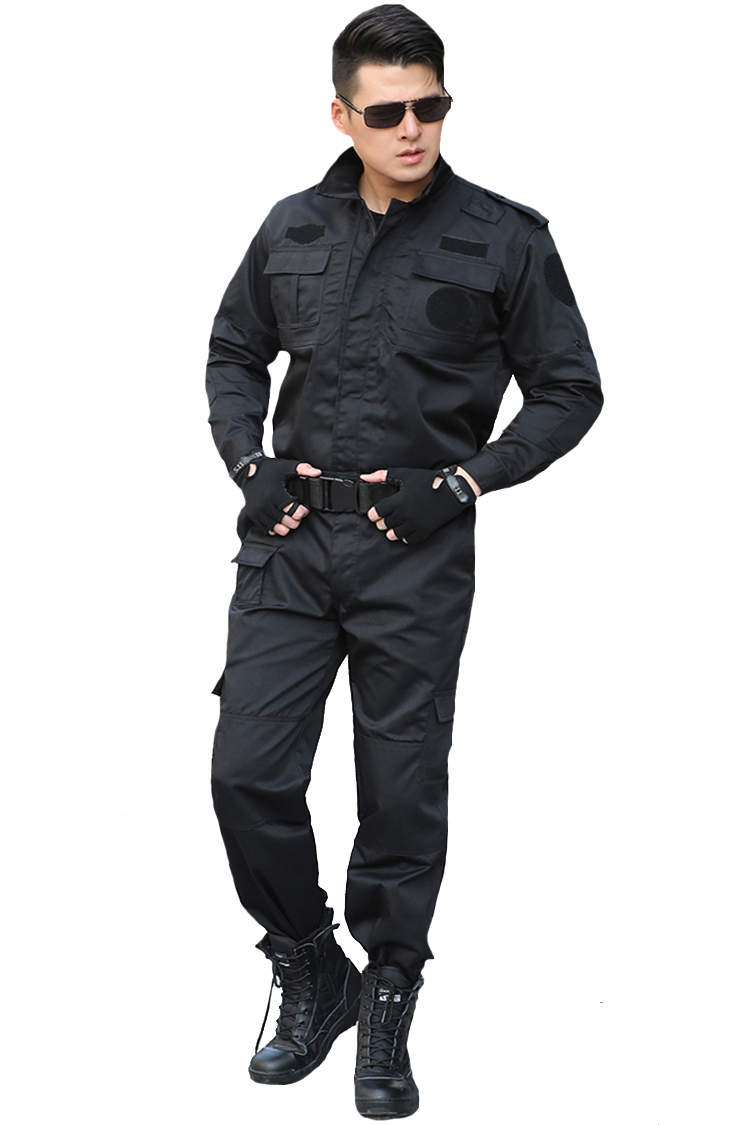 保安工作服套裝男長袖春秋冬作訓服黑色物業保安制服訓練服保安服(圖6)