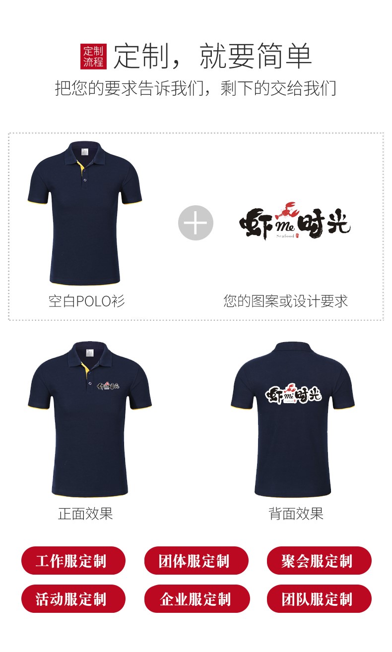 工作服定制logo餐飲服務員團體t恤短袖印字超市文化廣告polo衫夏(圖2)