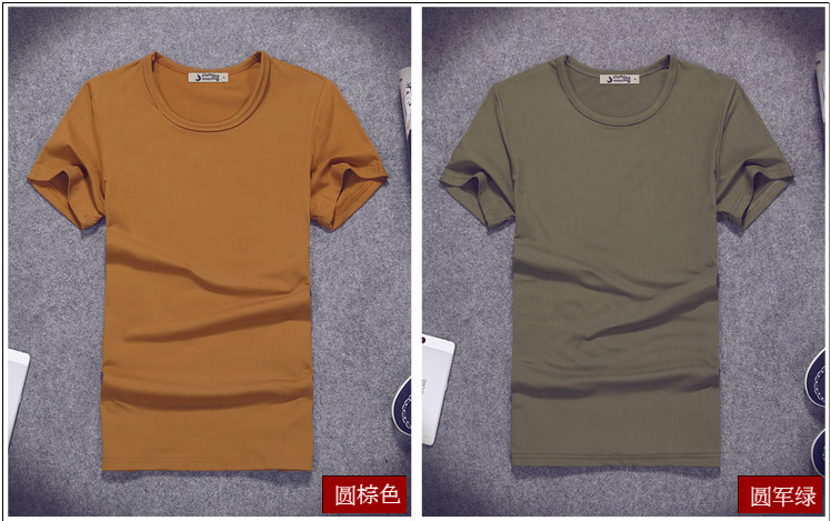 2019夏季男士短袖T恤V領純色體恤打底衫緊身半袖大碼男裝純黑色潮(圖30)