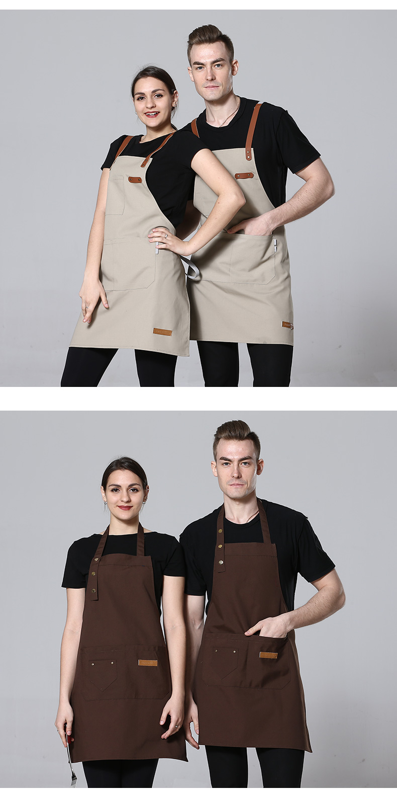 韓版時尚牛仔帆布圍裙定制印字LOGO奶茶咖啡蛋糕店烘焙美甲工作(圖13)