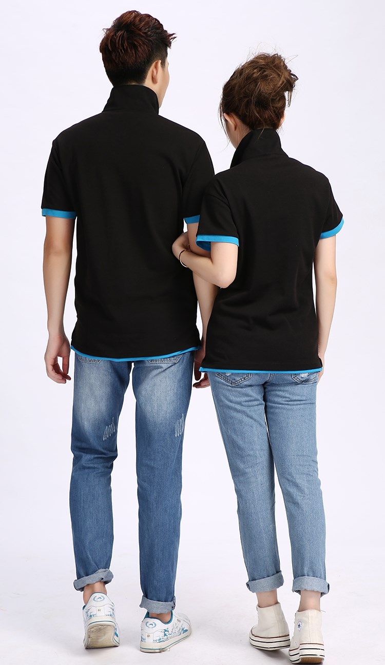 POLO衫定制雙領韓版時尚男女短袖T恤可立領訂做學生班服工作服裝(圖3)