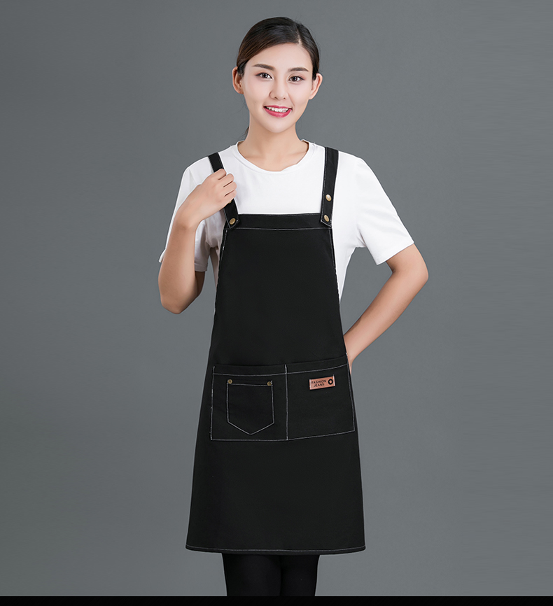 牛仔布料圍裙定制logo咖啡店男女韓版時尚家用廚房理發店工作服(圖17)