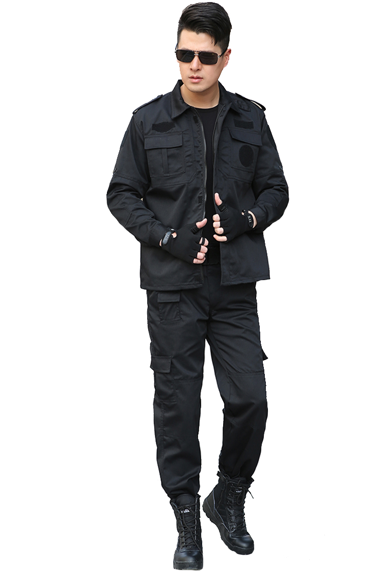 保安工作服套裝男長袖春秋冬作訓服黑色物業保安制服訓練服保安服(圖10)