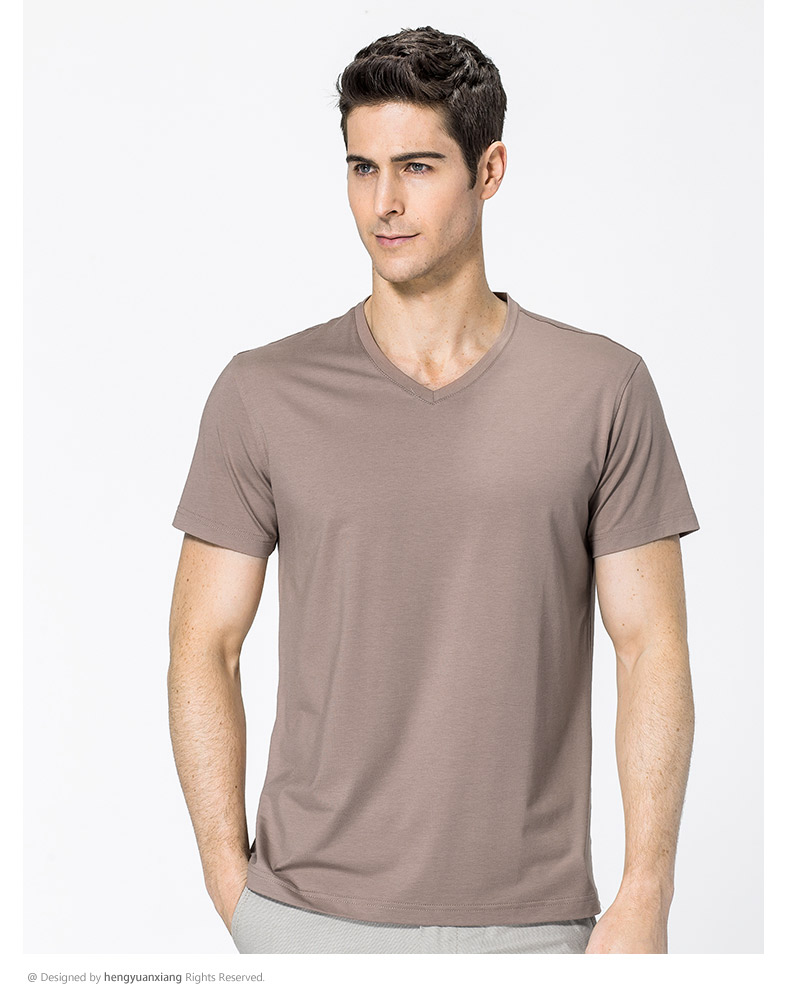 V領短袖t恤男 中青年男士純色打底衫2019夏季新款半袖體恤(圖30)