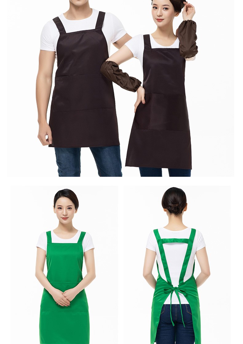 圍裙女時尚工作服帆布漂亮韓版家用廚房美甲店咖啡廳帶兜上班定制(圖12)